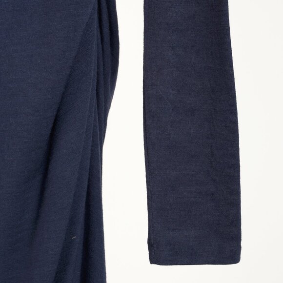 Brunello Cucinelli Navy Wool Ruched Long-Sleeve Bubble Hem Knit Dress - Picture 6 of 12